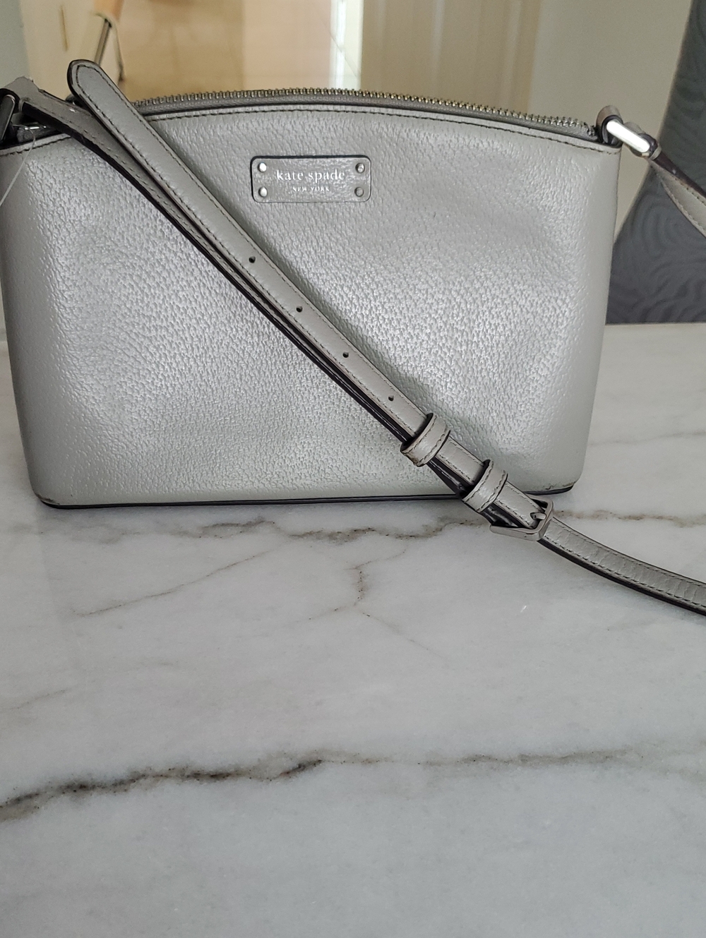kate spade Silver Pebbled Leather Crossbody Bag